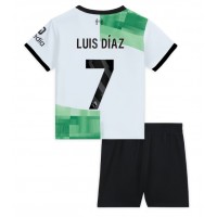Liverpool Luis Diaz #7 Bortedraktsett Barn 2023-24 Kortermet (+ Korte bukser)